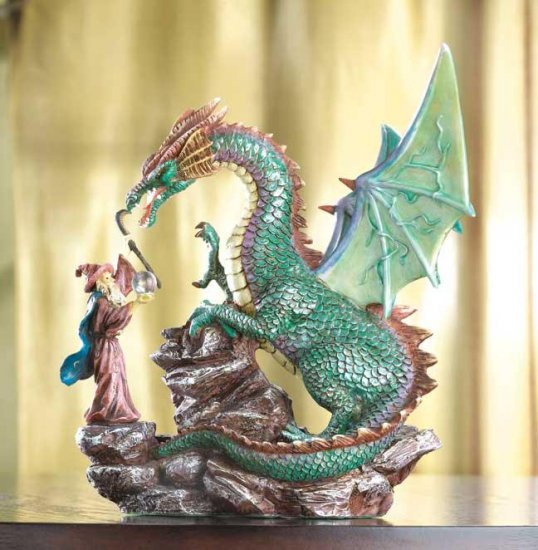 DRAGON & MERLIN W/CRYSTAL BALL