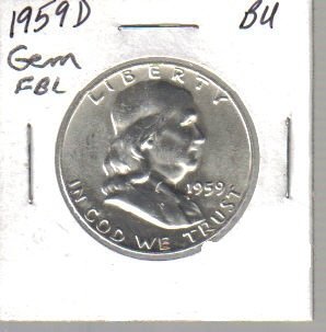 1959-d Silver Ben Franklin Half Dollar Full Bell Lines