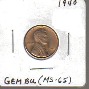 1940 Wheat Penny Ms-65 Gem Bu
