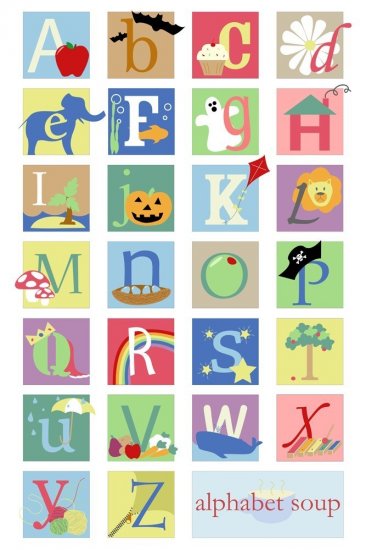alphabet soup - 12x18 print