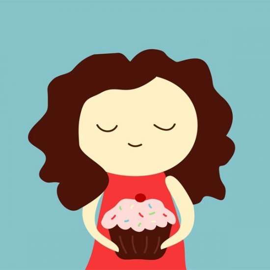 cupcake - girl - 8x8 print