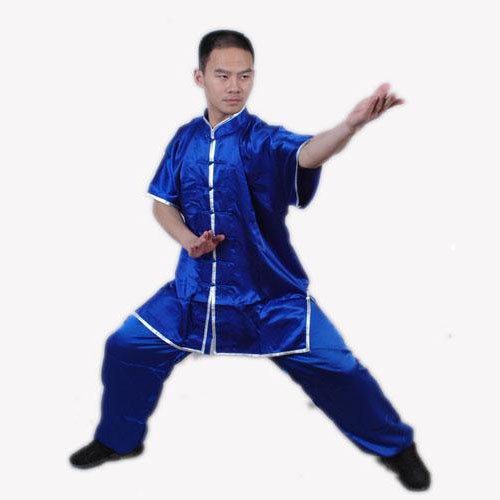 2.2.3.190 Blue wushu / tai ji satin shortsleeve uniform