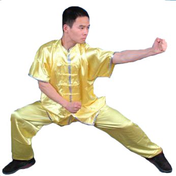 2.2.5.200 Yellow wushu / tai ji satin shortsleeve uniform