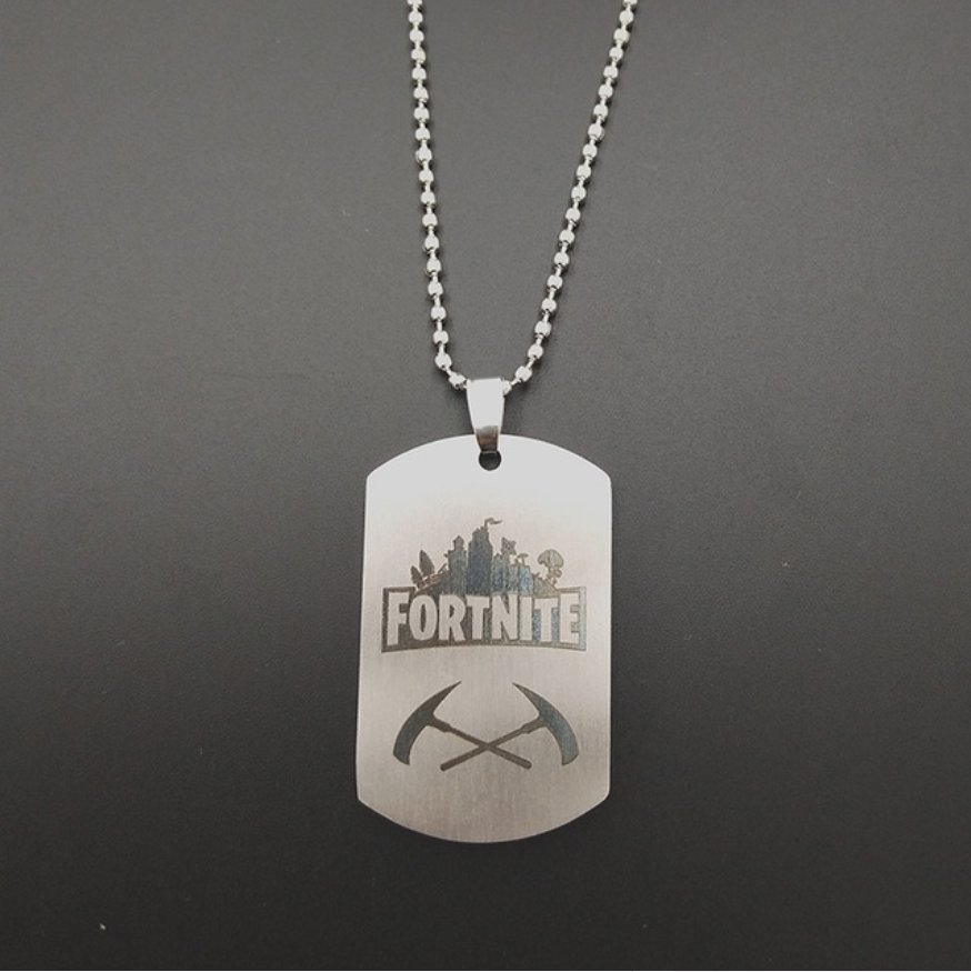 Fortnite Logo Necklace Stainless Steel Dog Tags Pendant Laser Printing Toy Figure