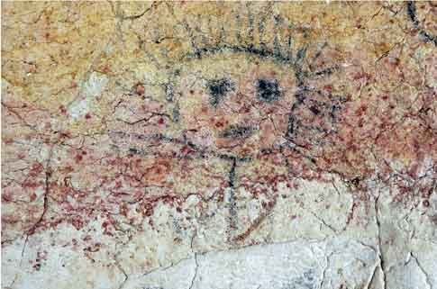 Cueva#1 Cemie-- photograph of Taino cave painting from the Dominican Republic
