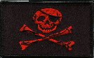 Jolly Roger Patch Red with Black outline