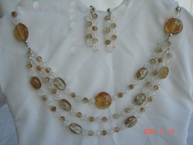 Amber like, single edition set with earring