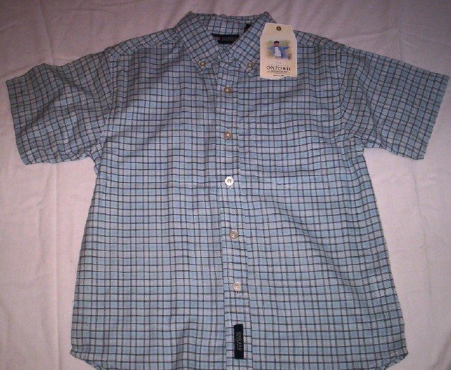 Boy's Button Front Shirt (Blue checkered) by Faded Glory