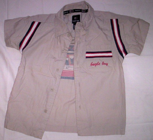 Boy's Button Front Shirt, Khaki by Bugle Boy