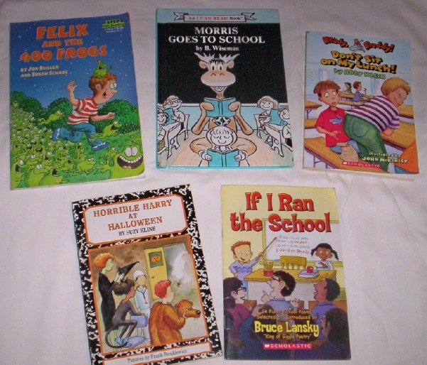 Books - Set of 5, Kids, frogs & school adventures