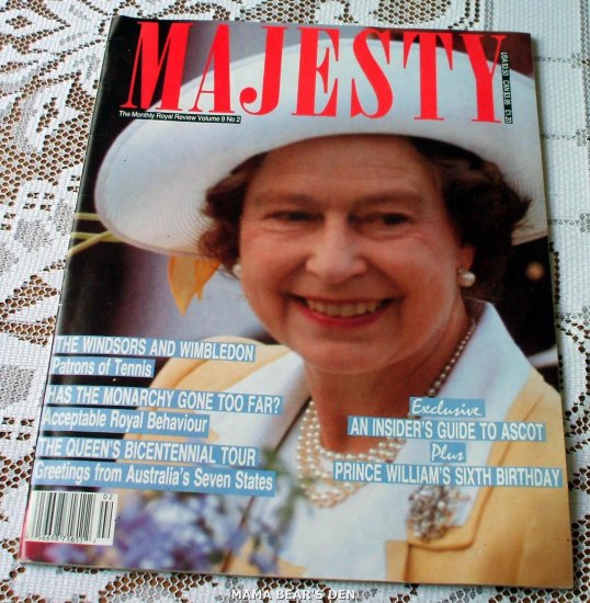 Queen Elizabeth The Windsors And Wimbledon Majesty Magazine Volume 9 No 2 June 1988