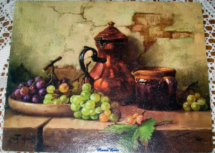 Lithograph Print Still Life with Grapes Chailloux