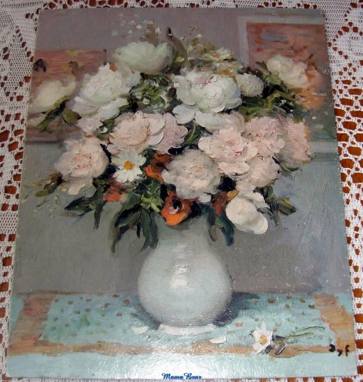 Lithograph Print Still Life Peonies & Roses by DYF