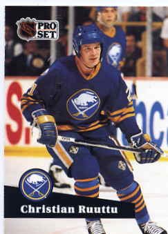 1991/92 NHL Pro Set Hockey Card Christian Ruutttu #22 N/Mint