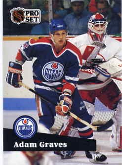 1991/92 NHL Pro Set Hockey Card Adam Graves #67 Near Mint