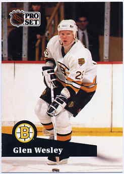 1991/92 NHL Pro Set Hockey Card Glen Wesley #1 N?Mint