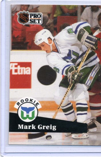 Rookie Mark Greig 1991/92 Pro Set #537 NHL Hockey Card Near Mint Condition
