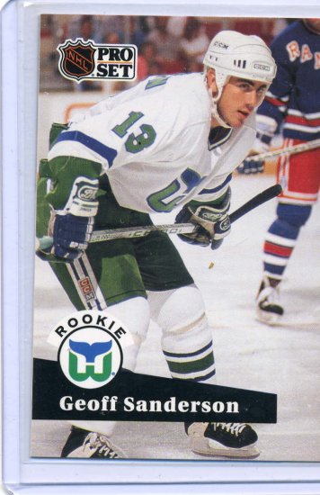 Rookie Geoff Sanderson 1991/92 Pro Set #536 NHL Hockey Card Near Mint Condition