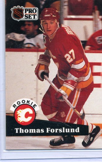 Rookie Thomas Forslund 1991/92 Pro Set #527 NHL Hockey Card Near Mint Condition