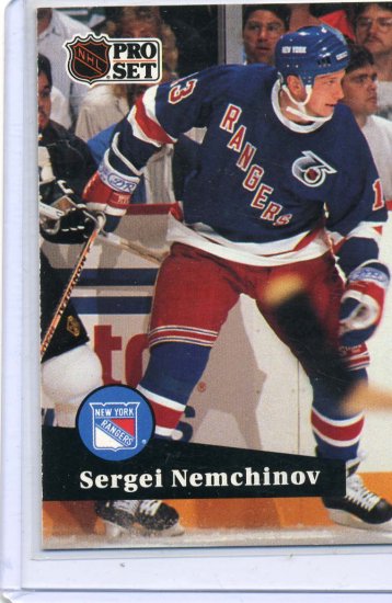 Sergei Nemchinov Rookie Year 1991/92 Pro Set #441 NHL Hockey Card Near Mint Condition