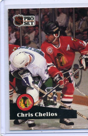 Chris Chelios 1991/92 Pro Set #48 NHL Hockey Card Near Mint Condition