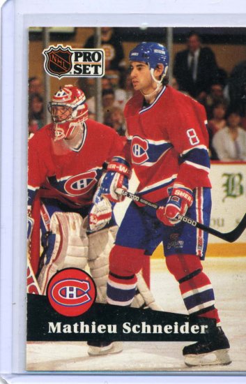 Mathieu Schneider 1991/92 Pro Set #119 NHL Hockey Card Near Mint Condition