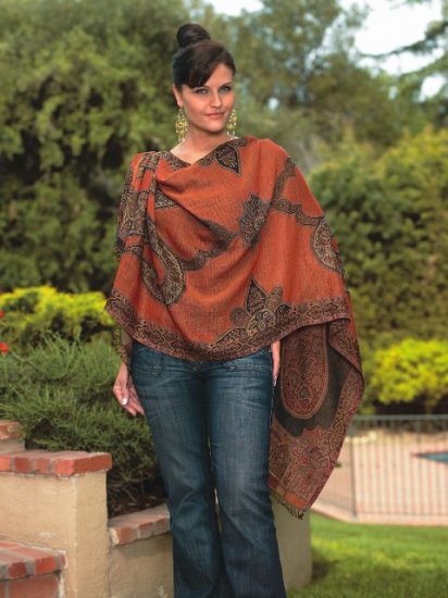 Sacred Threads 100% Wool Wrap/Stole Jaquard