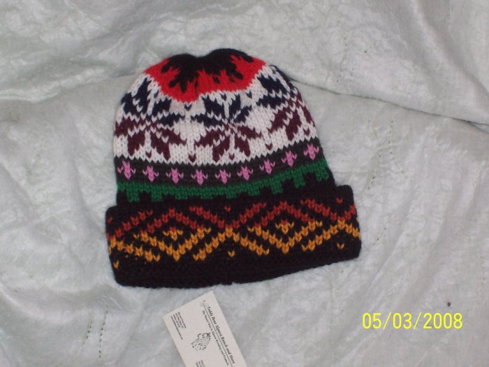 Alpaca Full Color Double Knitted Cap with patterns