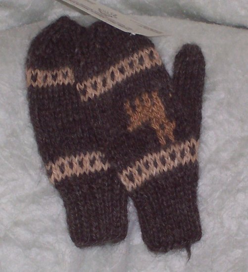 100% Alpaca hand-knitted gloves for kids
