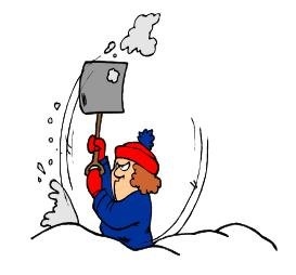 Woman Shoveling Return Address Labels