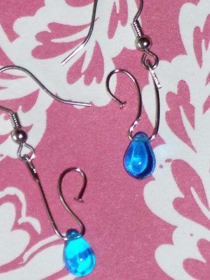 Blue tear drop earrings