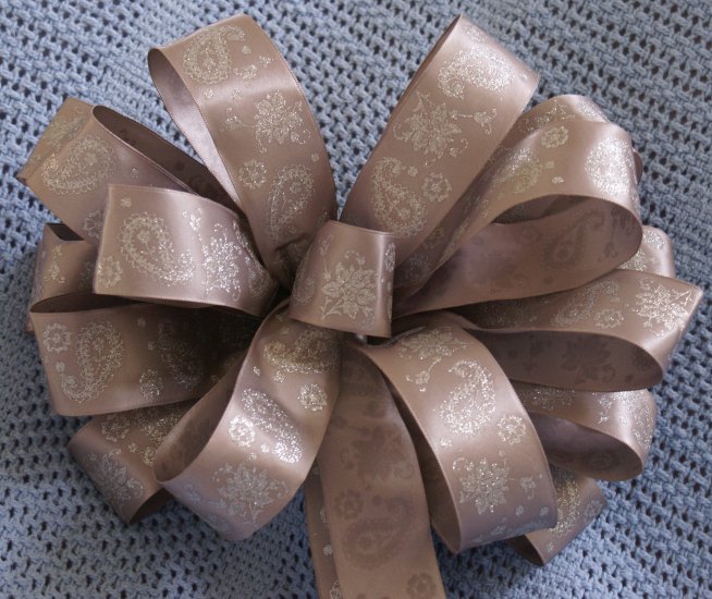 SILVER WITH GLITTER - CHRISTMAS WREATH, SWAG, GARLAND OR PESENT BOWS (3 BOWS/PACKAGE)