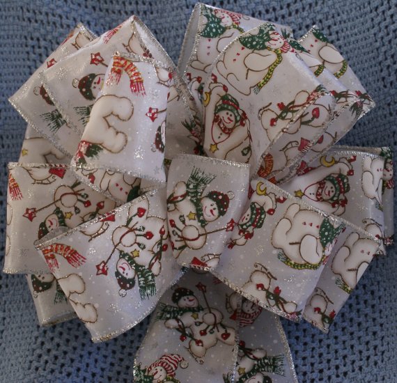 HOLIDAY SNOWMEN - CHRISTMAS WREATH, SWAG GARLAND OR PRESENT BOWS (3 BOWS/PACKAGE)