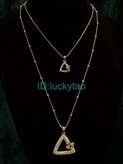 Excellent refined triangle beautifully silver 2 rows necklace