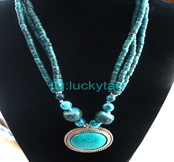 ChinaTibet Character Turquoise 2Rows Necklace