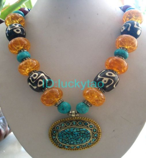 China Tibet Character Colorful beads Refined Necklace