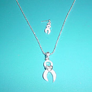 Pink Ribbon Necklace Set