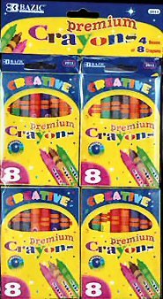 Wholesale BAZIC 8 Color Premium Quality Crayon (4/Pack)