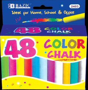 Wholesale BAZIC Assorted Color Chalk (48/Box)