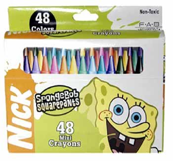 NEW! Wholesale Sponge Bob 48pk Mini Crayon in Window Box