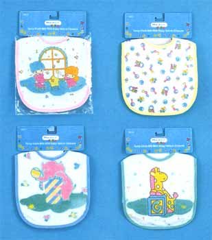 Wholesale Terry Cloth Bib W/Velcro Closure Asst Designs