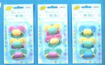 Wholesale 3-Piece Pacifiers In 3-Tone Colors