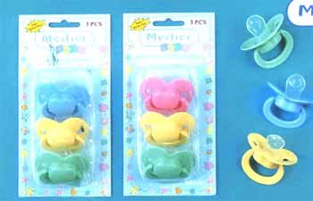 Wholesale 3-Pack Pacifiers In Solid Colors
