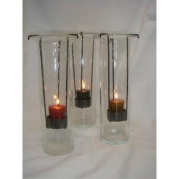 Closeouts - Two toned glass flute candle holder