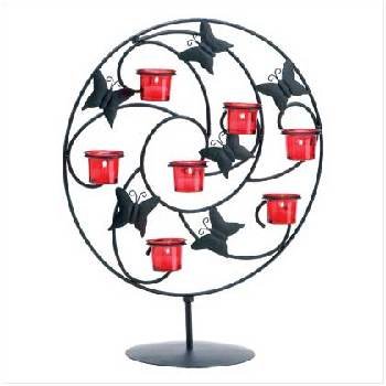 Butterfly Candle Holder W/Red Cups