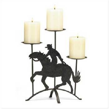 Cowboy On Horse Candle Holder