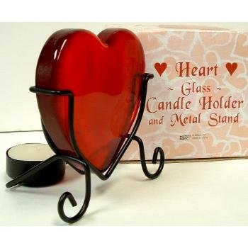 Glass Heart Candle Holder