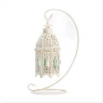 White Fancy Lantern W/Stand