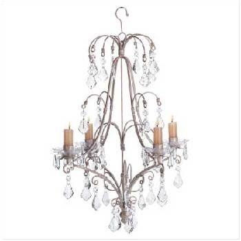 Distressed White Metal Chandelier Candle Holder