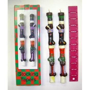 Wholesale Set of 2 Painted Stocking Tapered Candles 3177